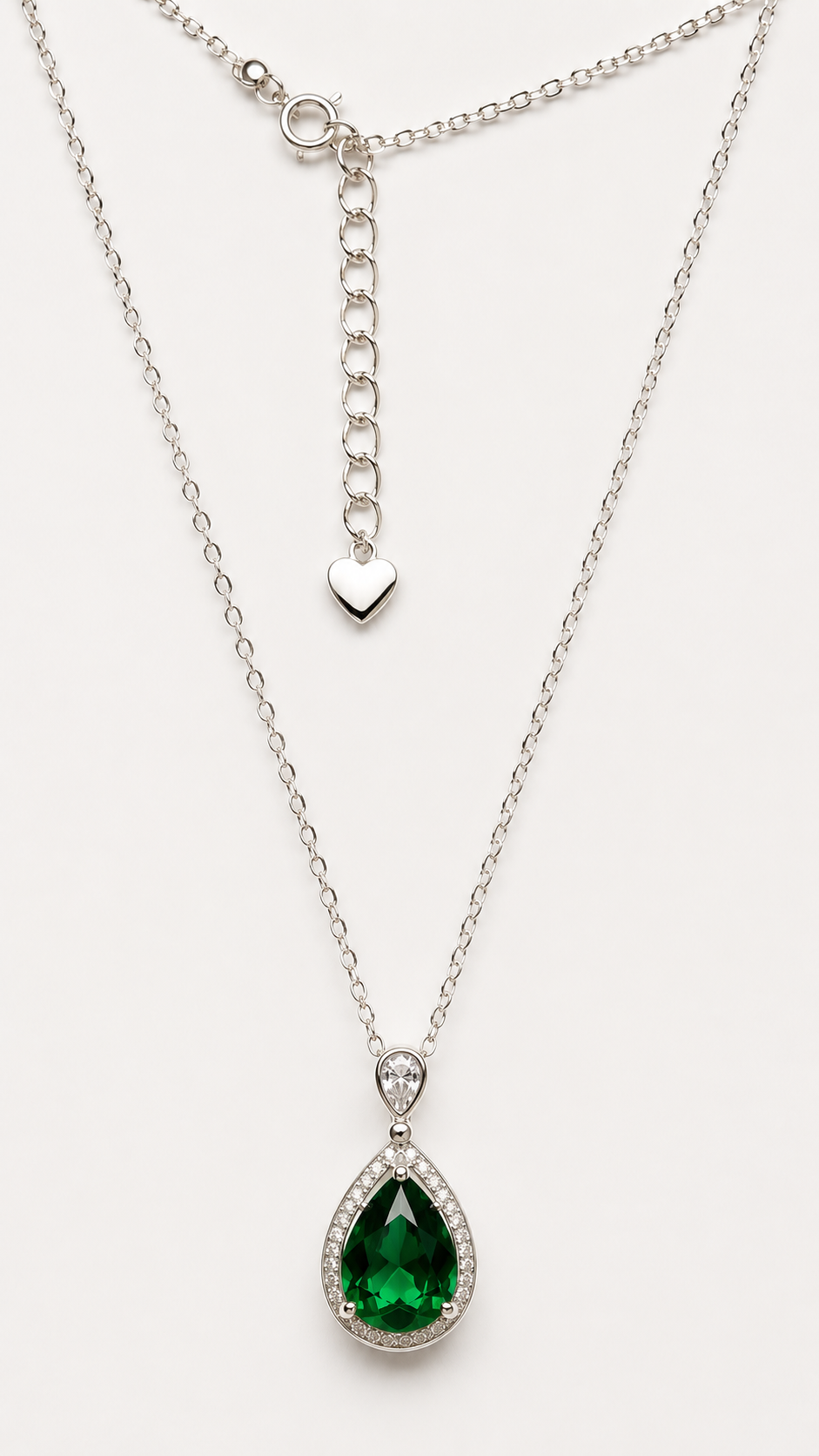 Emerald Teardrop Pendant Necklace – 925 Sterling Silver