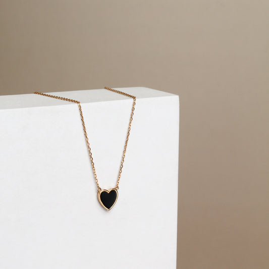 Black Heart Pendant Necklace – 925 Sterling Silver