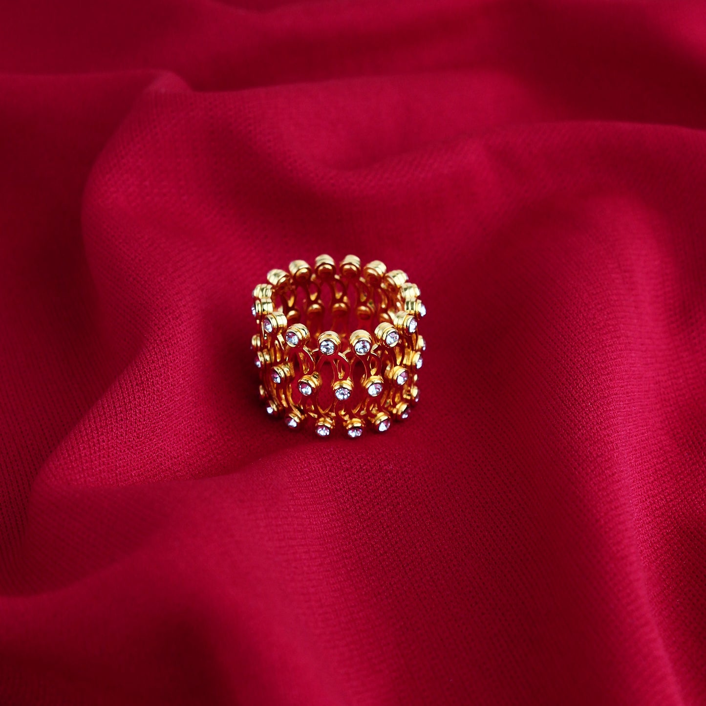 Designer Statement Ring with Crystal Embellishments