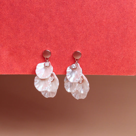 925 Sterling Silver Rose Gold Floral Cascade Earrings