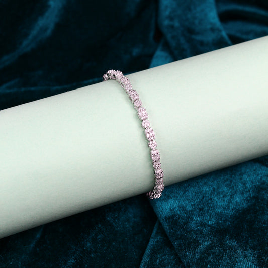 Halo Tennis Bracelet – 925 Sterling Silver