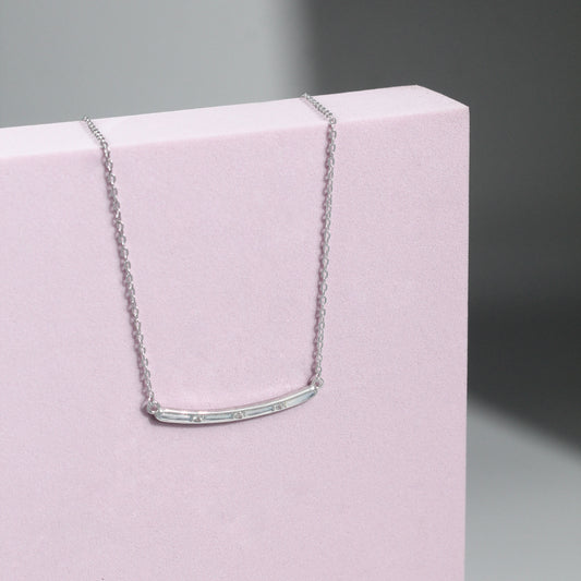 Minimalist Crystal Bar Necklace – 925 Sterling Silver