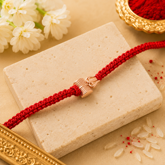 Trishul & Damru 925 Silver Rakhi – Rose Gold Plated | Shine’s Collective