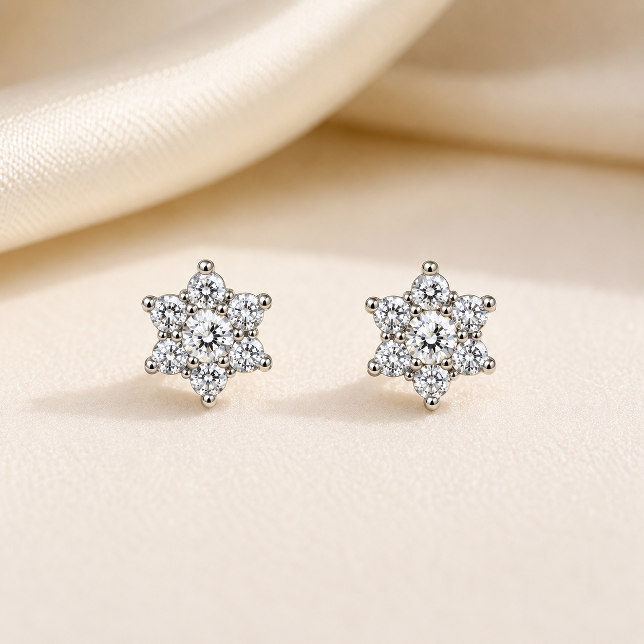 Silver Star CZ Stud Earrings