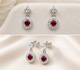 925 Sterling Silver Ruby Halo Drop Earrings