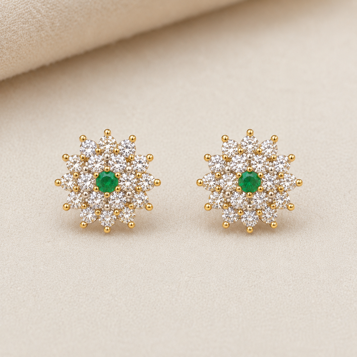 Emerald Starburst Stud Earrings