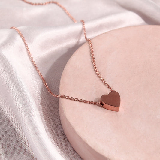 925 Sterling Silver Rose Gold Heart Necklace