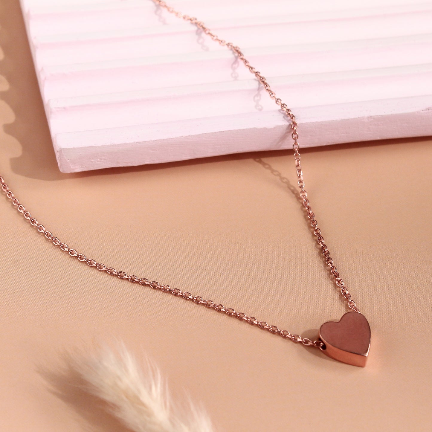 925 Sterling Silver Rose Gold Heart Necklace