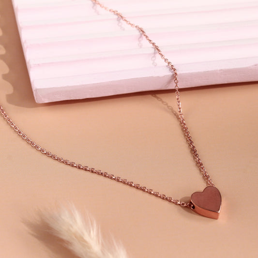 925 Sterling Silver Rose Gold Heart Necklace