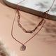Layered Rectangle Pendant Necklace – 925 Sterling Silver Rose Gold Plated