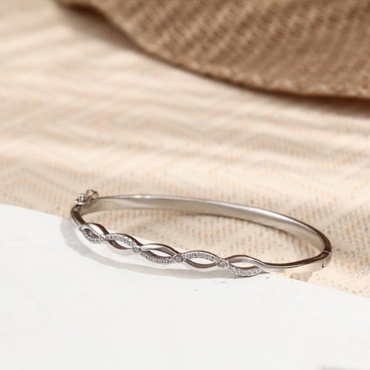Wave Sparkle Bracelet – 925 Sterling Silver