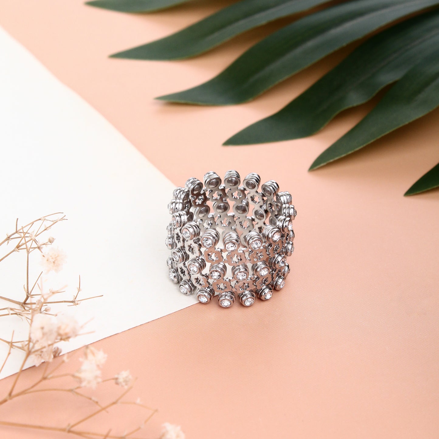 Designer Statement Ring with Crystal Embellishments