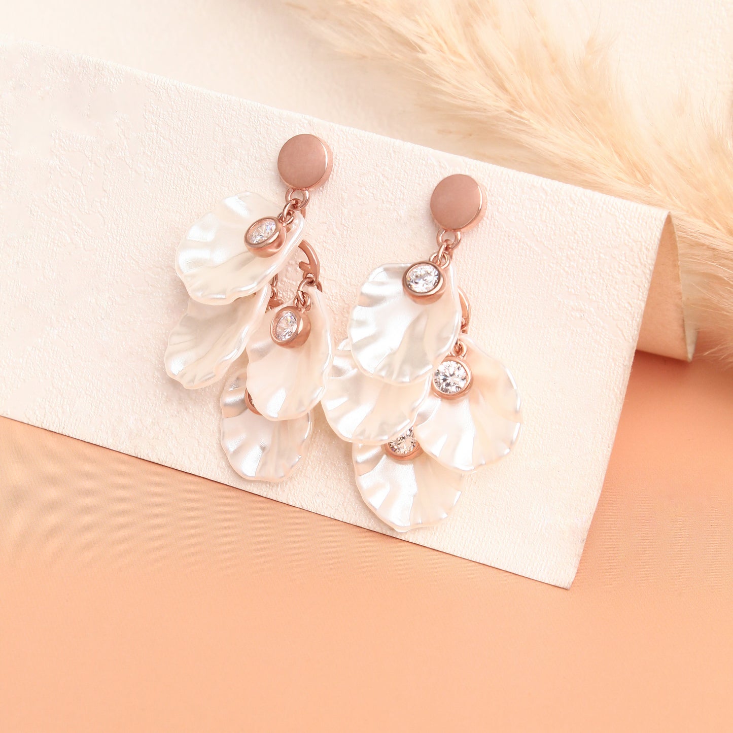 925 Sterling Silver Rose Gold Floral Cascade Earrings