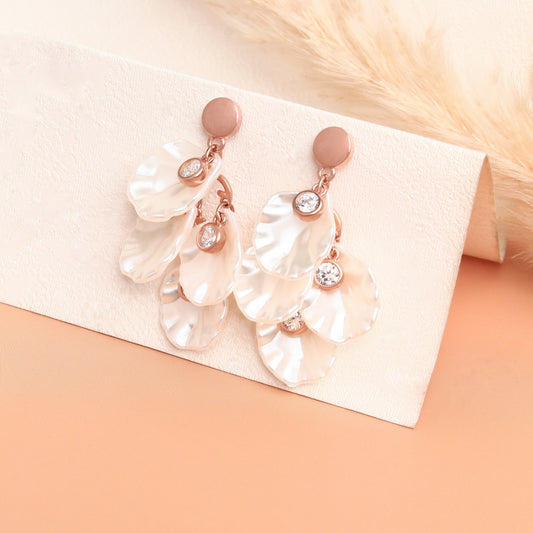 925 Sterling Silver Rose Gold Floral Cascade Earrings