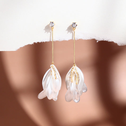 925 Sterling Silver Pearl Blossom Drop Earrings