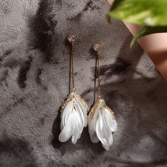 925 Sterling Silver Pearl Blossom Drop Earrings