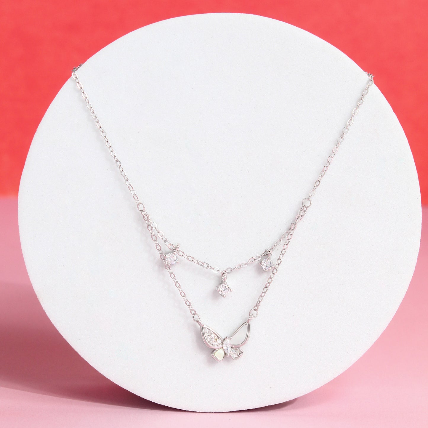 Butterfly & Star Layered Necklace – 925 Sterling Silver