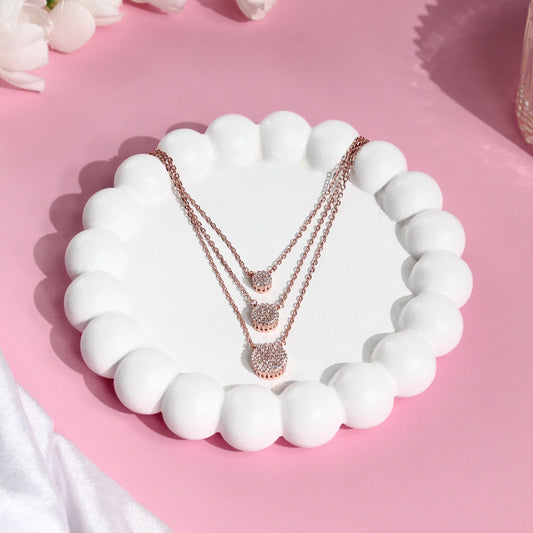 Triple Halo Pavé Necklace – 925 Sterling Silver