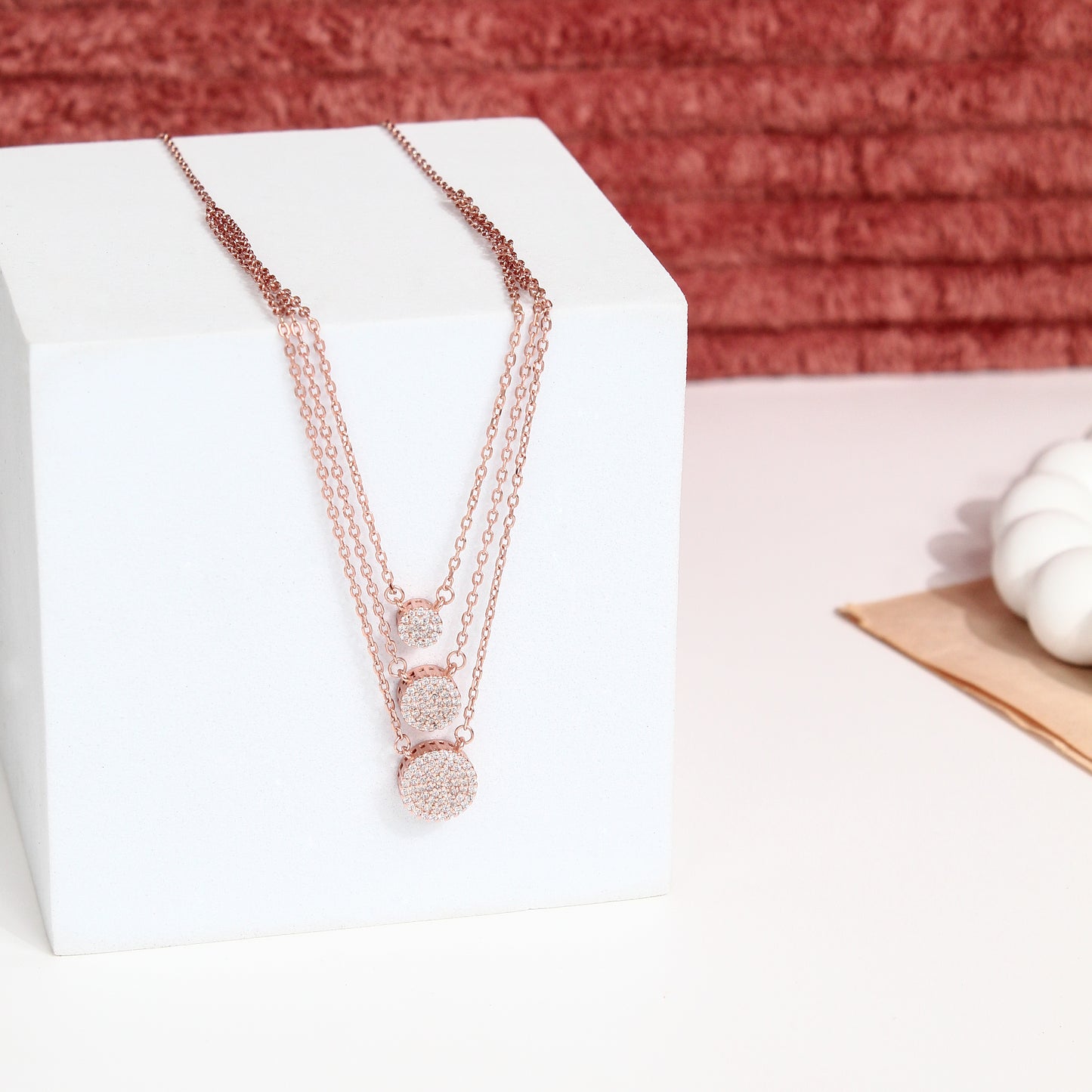 Triple Halo Pavé Necklace – 925 Sterling Silver