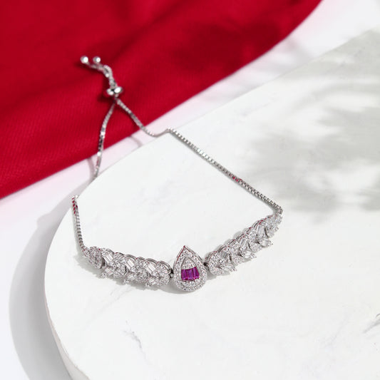Ruby Elegance Adjustable Bracelet – 925 Sterling Silver