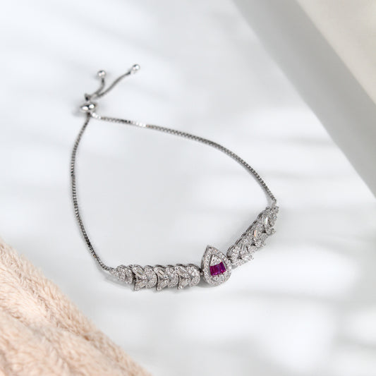 Ruby Elegance Adjustable Bracelet – 925 Sterling Silver
