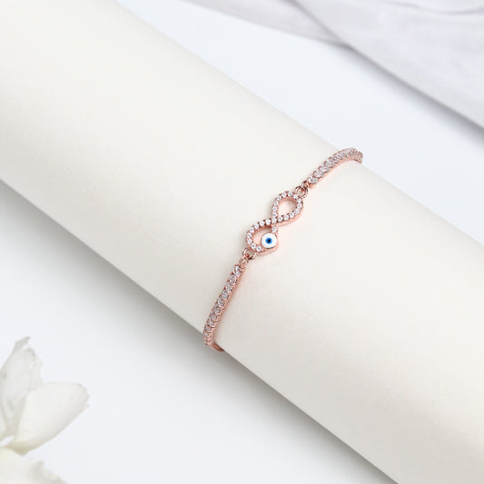 Infinity Evil Eye Adjustable Bracelet – 925 Sterling Silver