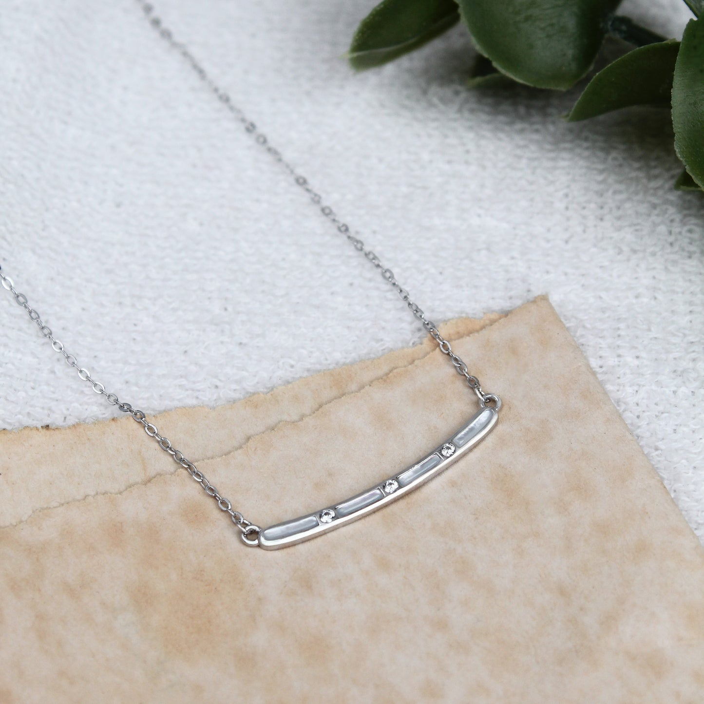 Minimalist Crystal Bar Necklace – 925 Sterling Silver