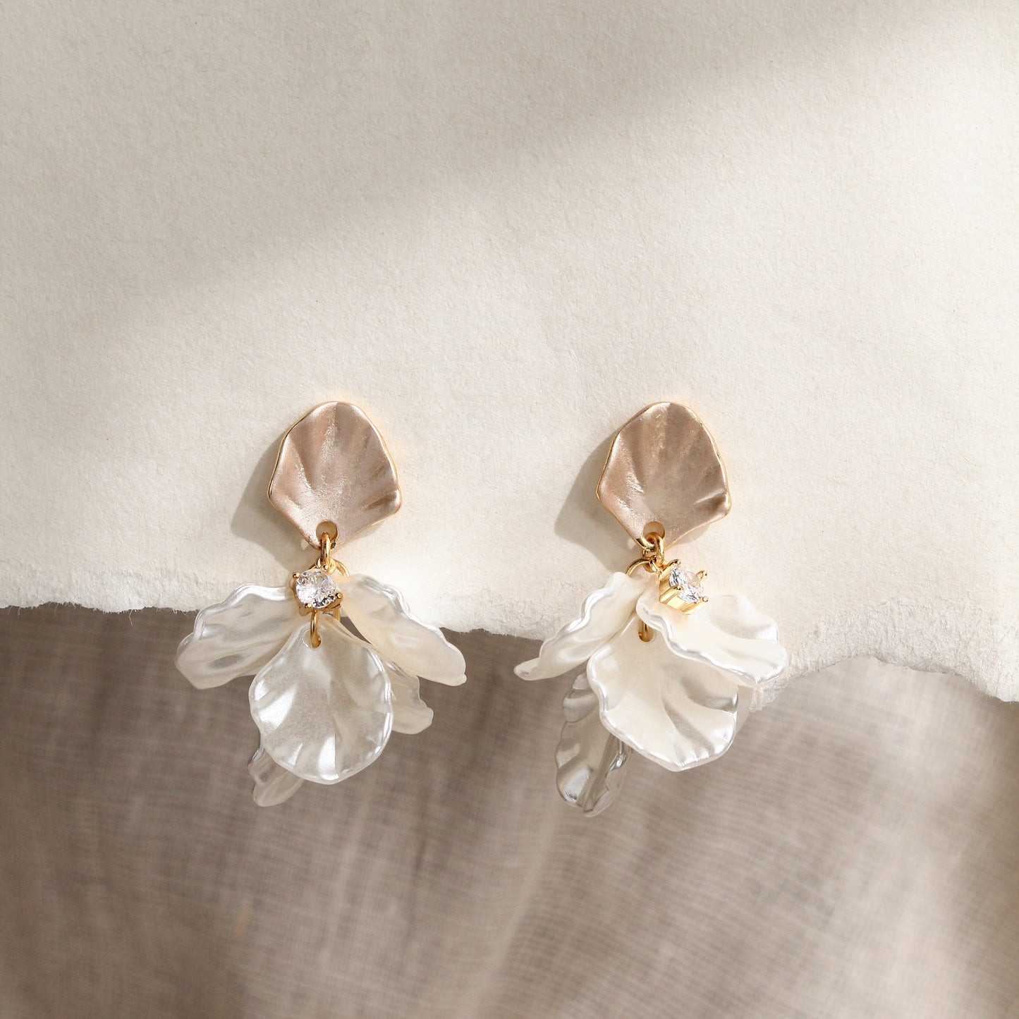 925 Sterling Silver Gold Floral Drop Earrings