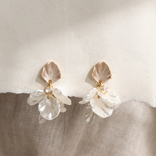 925 Sterling Silver Gold Floral Drop Earrings