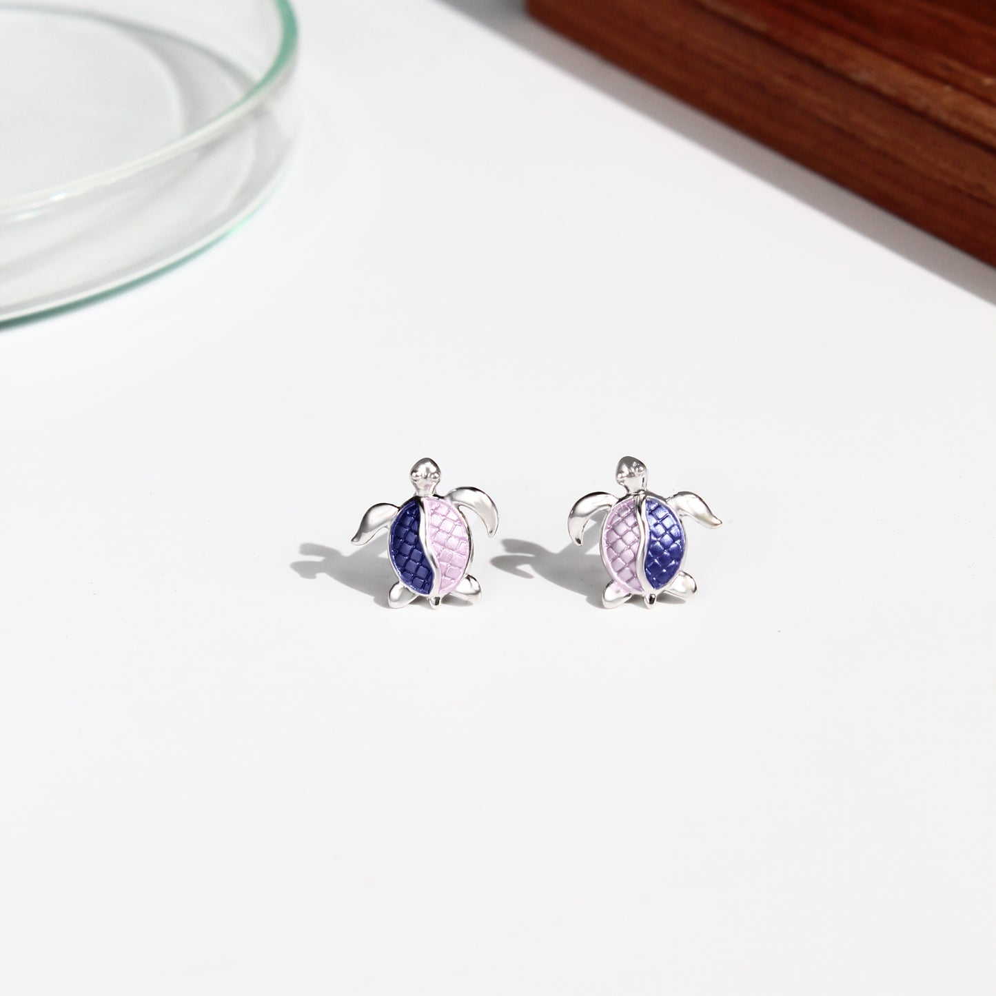 925 Sterling Silver Turtle Stud Earrings