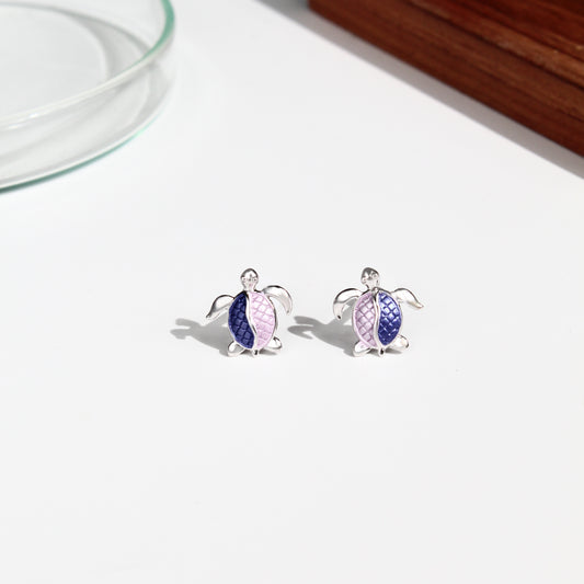 925 Sterling Silver Turtle Stud Earrings