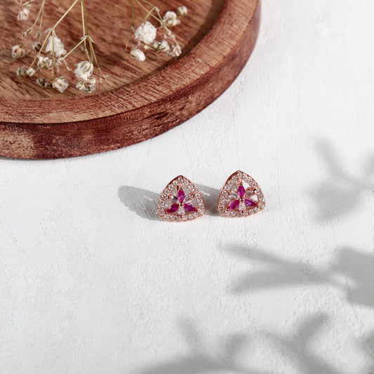 925 Sterling Silver Floral Halo Stud Earrings