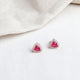 925 Sterling Silver Pink Trillion Cut Stud Earrings