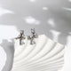 925 Sterling Silver CZ Floral Drop Stud Earrings