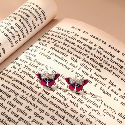 925 Sterling Silver Butterfly Enamel Stud Earring