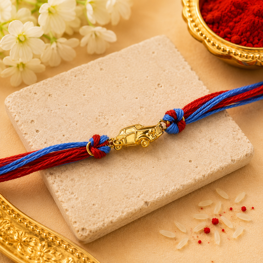 Classic Car 925 Silver Rakhi – Gold Plated