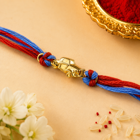 Classic Car 925 Silver Rakhi – Gold Plated
